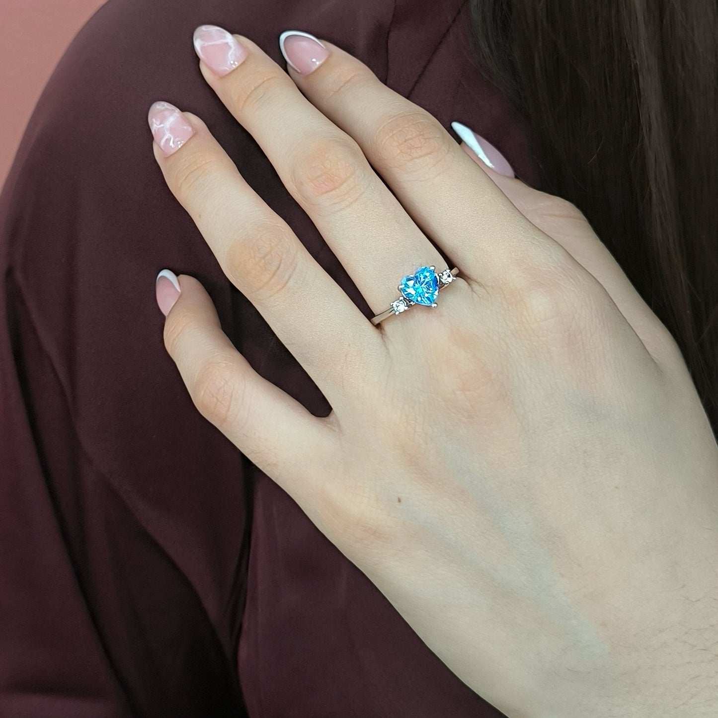 anillo de plata mujer bleu
