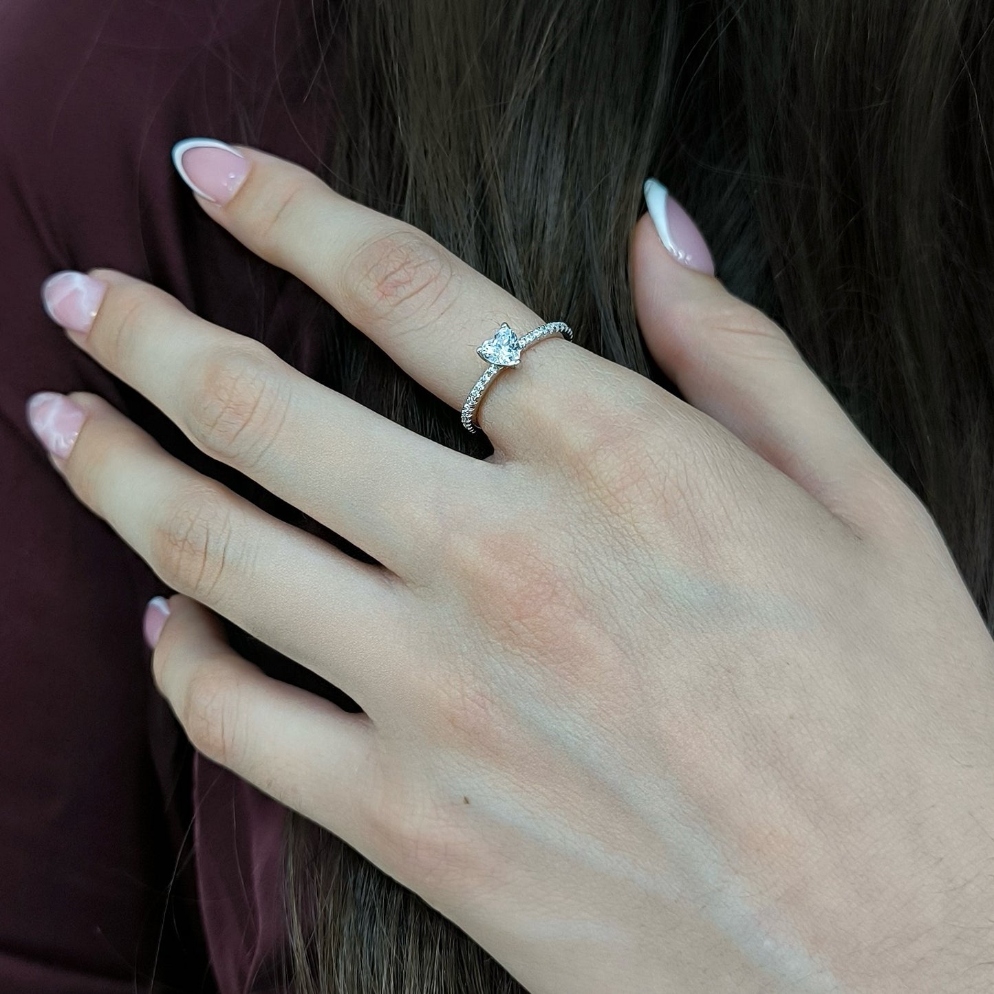 anillo de plata mujer corazon