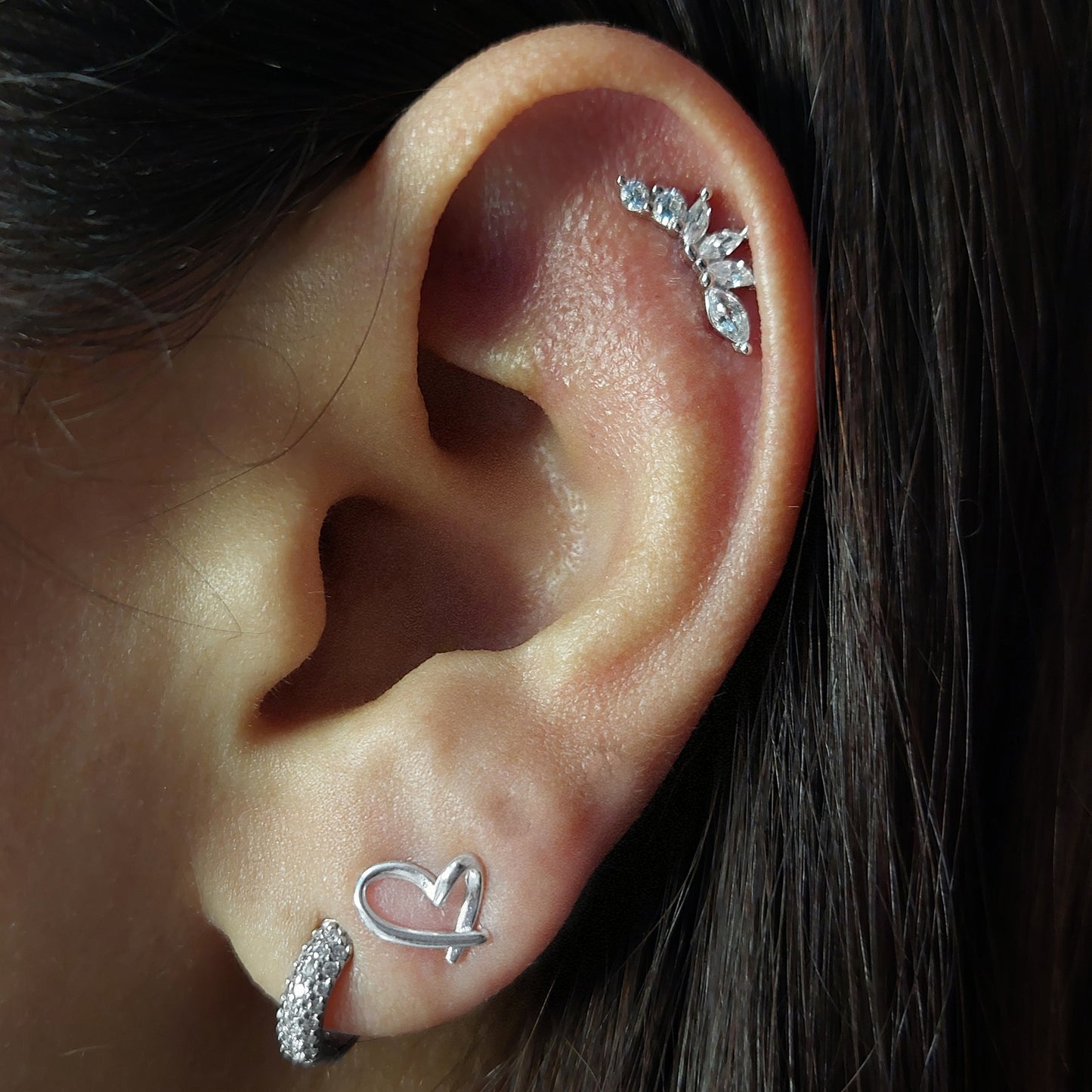 aros de plata 925 corazon