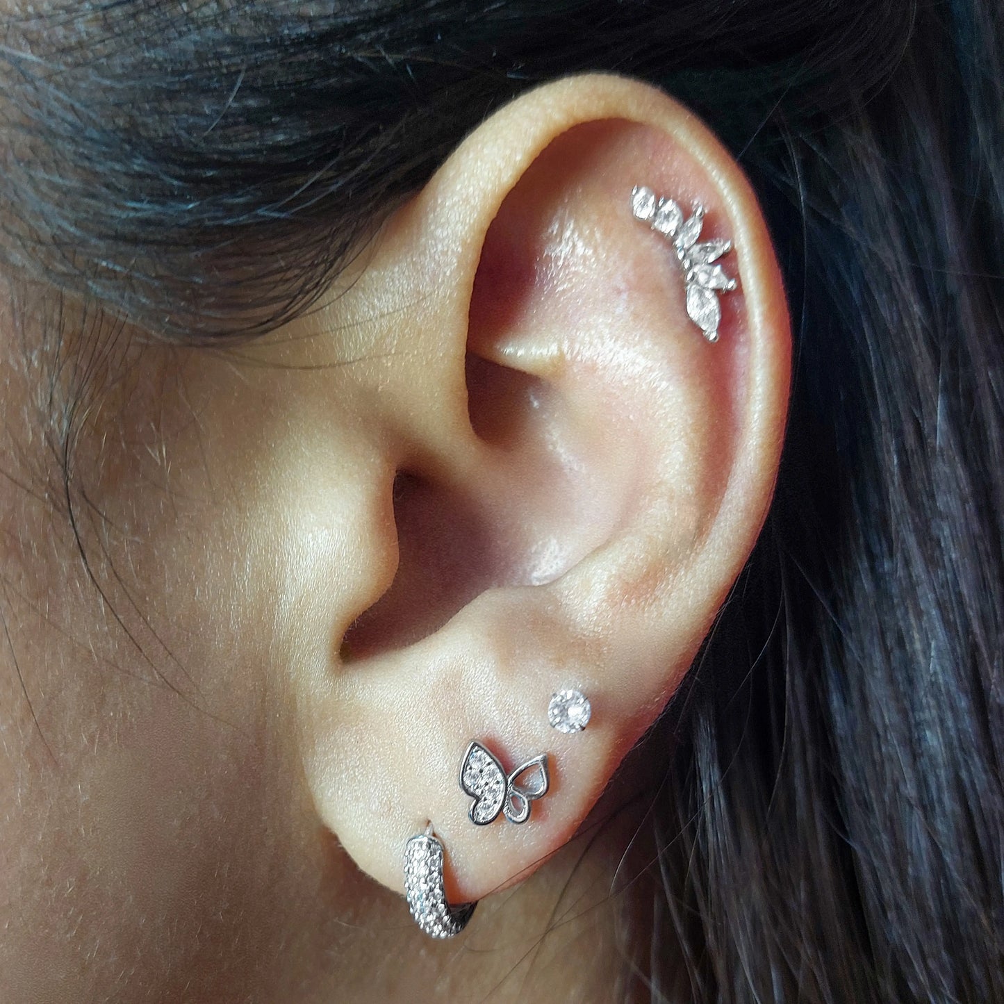 Aros de plata mariposa con tope
