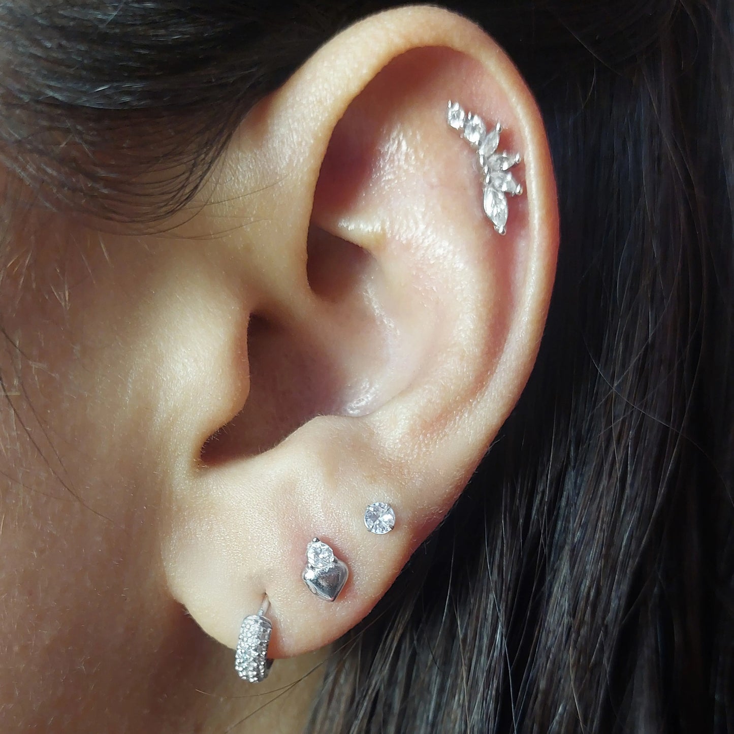 Aros de plata con tope