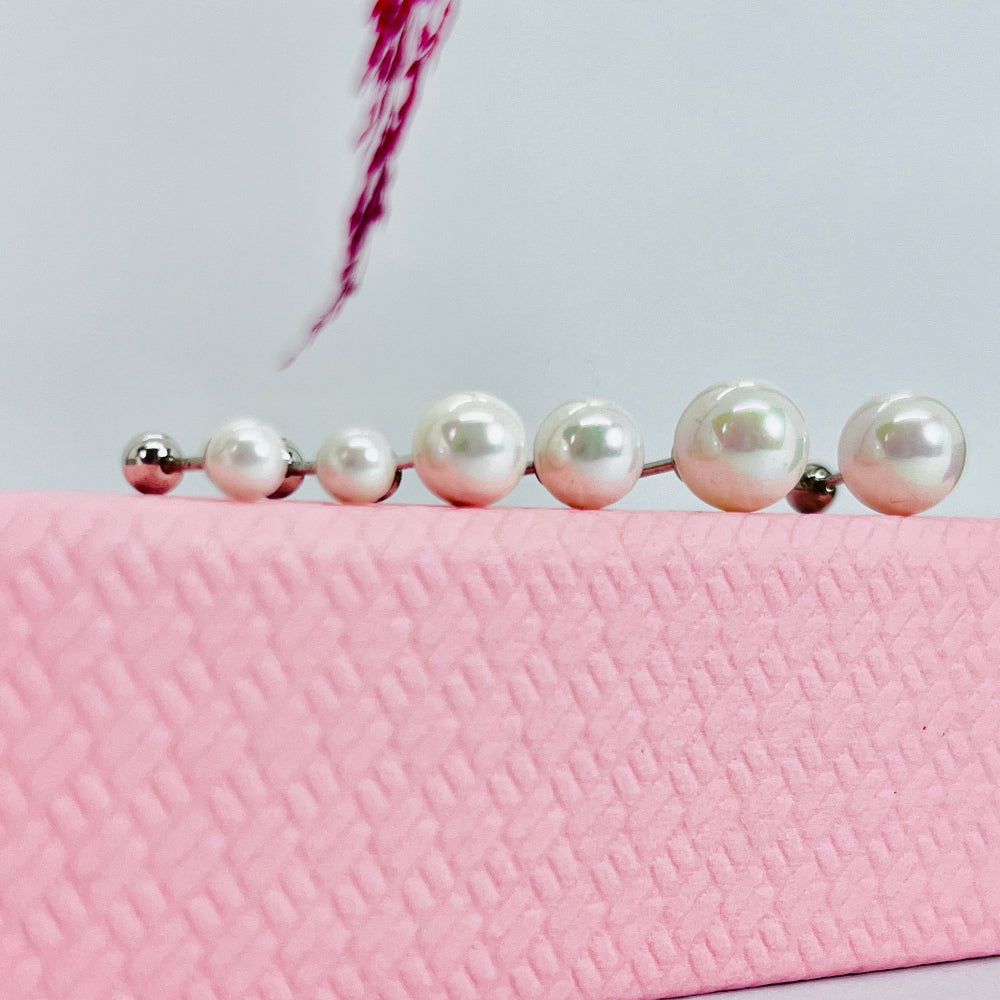 Aros con tope plata perlas