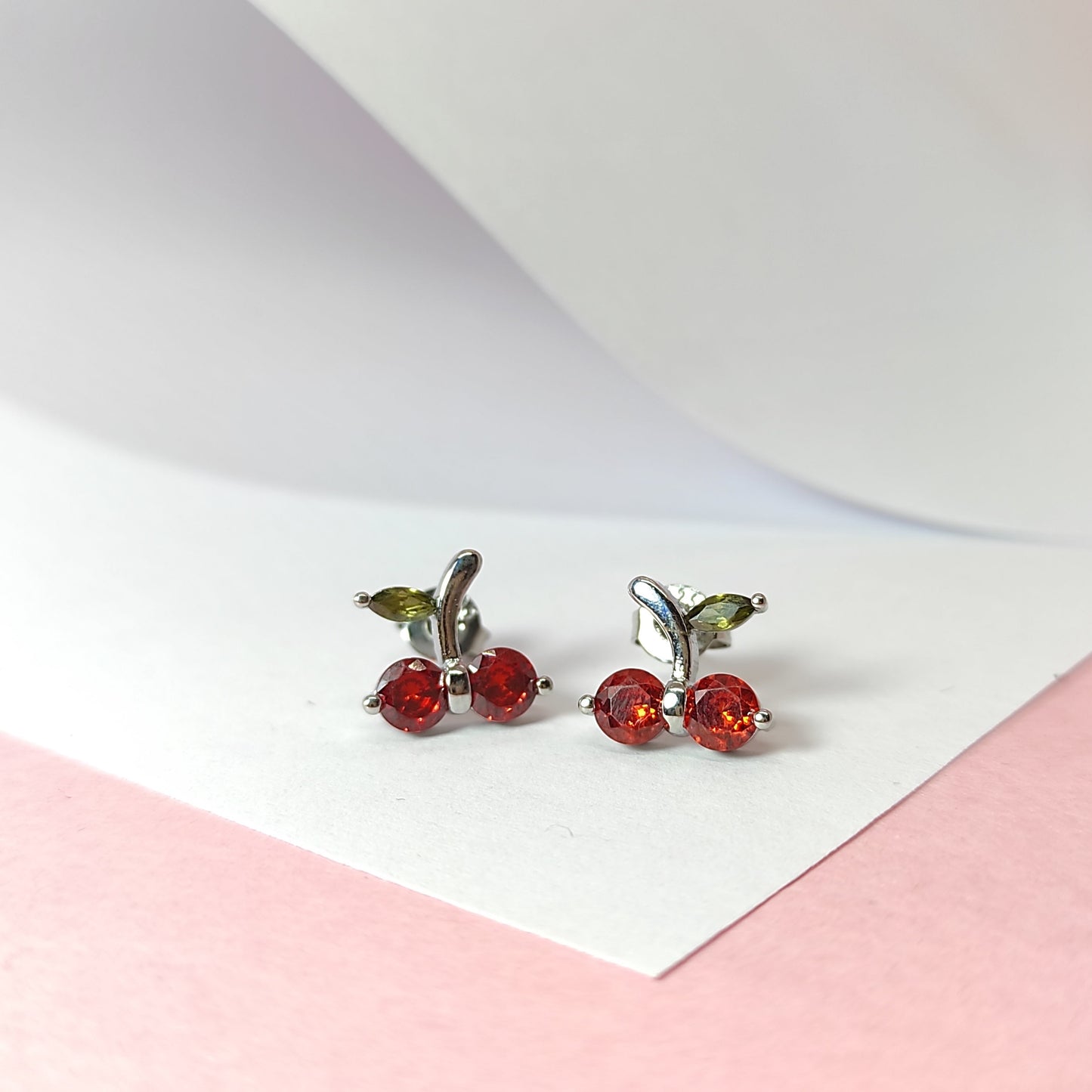 aros de plata cereza