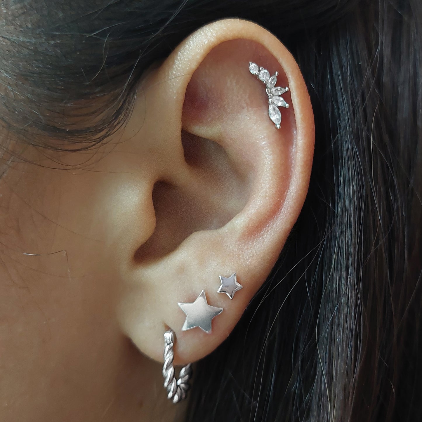 aros de plata estrellas