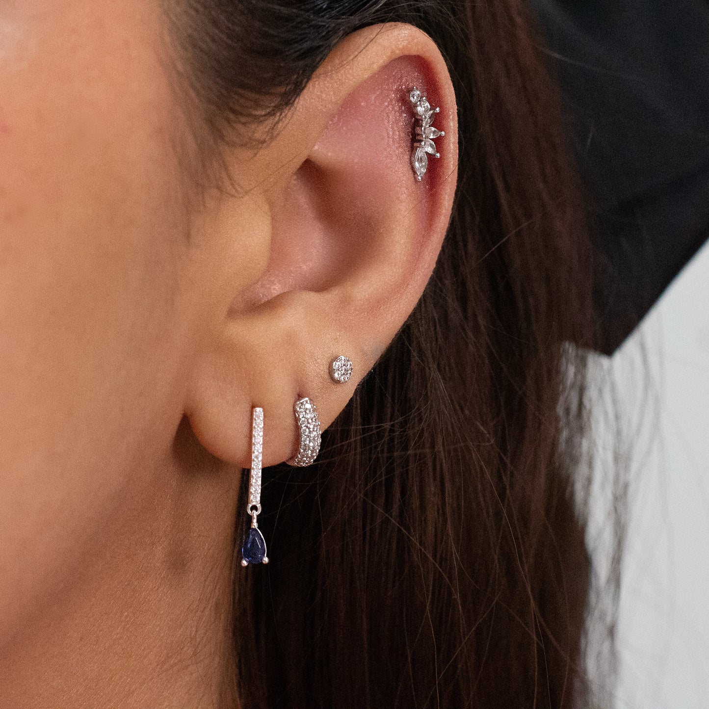 Aros de plata fiesta azul