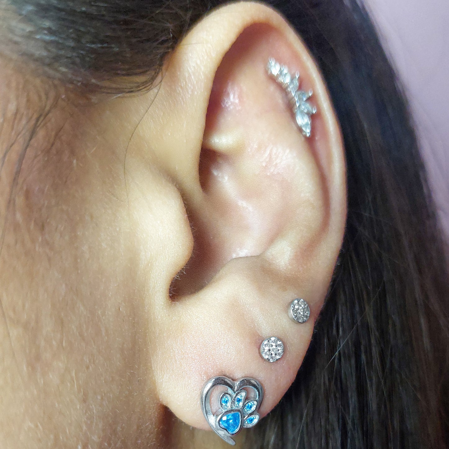 aros de plata forma de huella