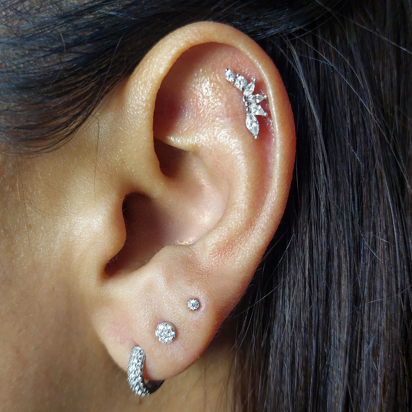 aros de plata mini white