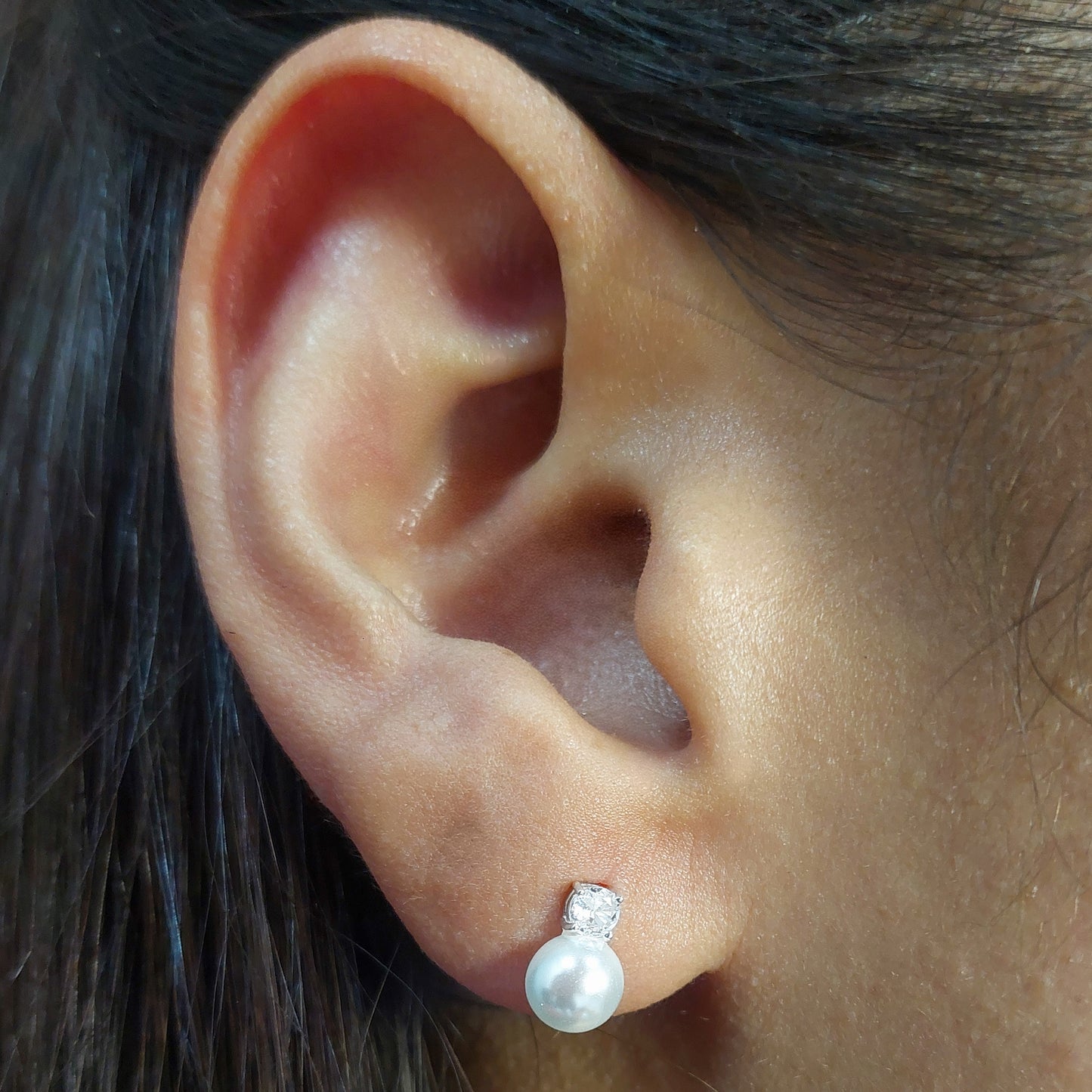 aros de plata con perlas