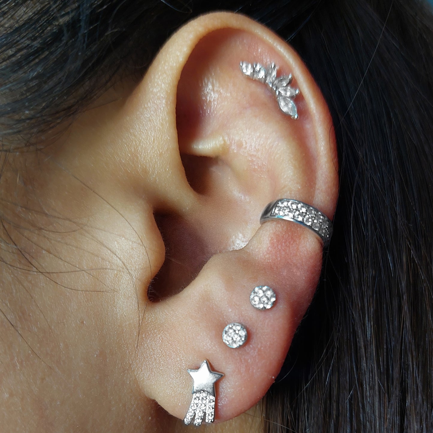 Aros de plata estrella fugaz