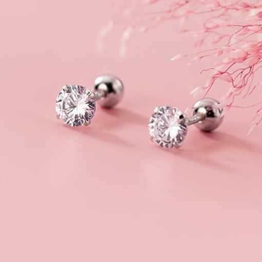 Aros de plata con tope redondos