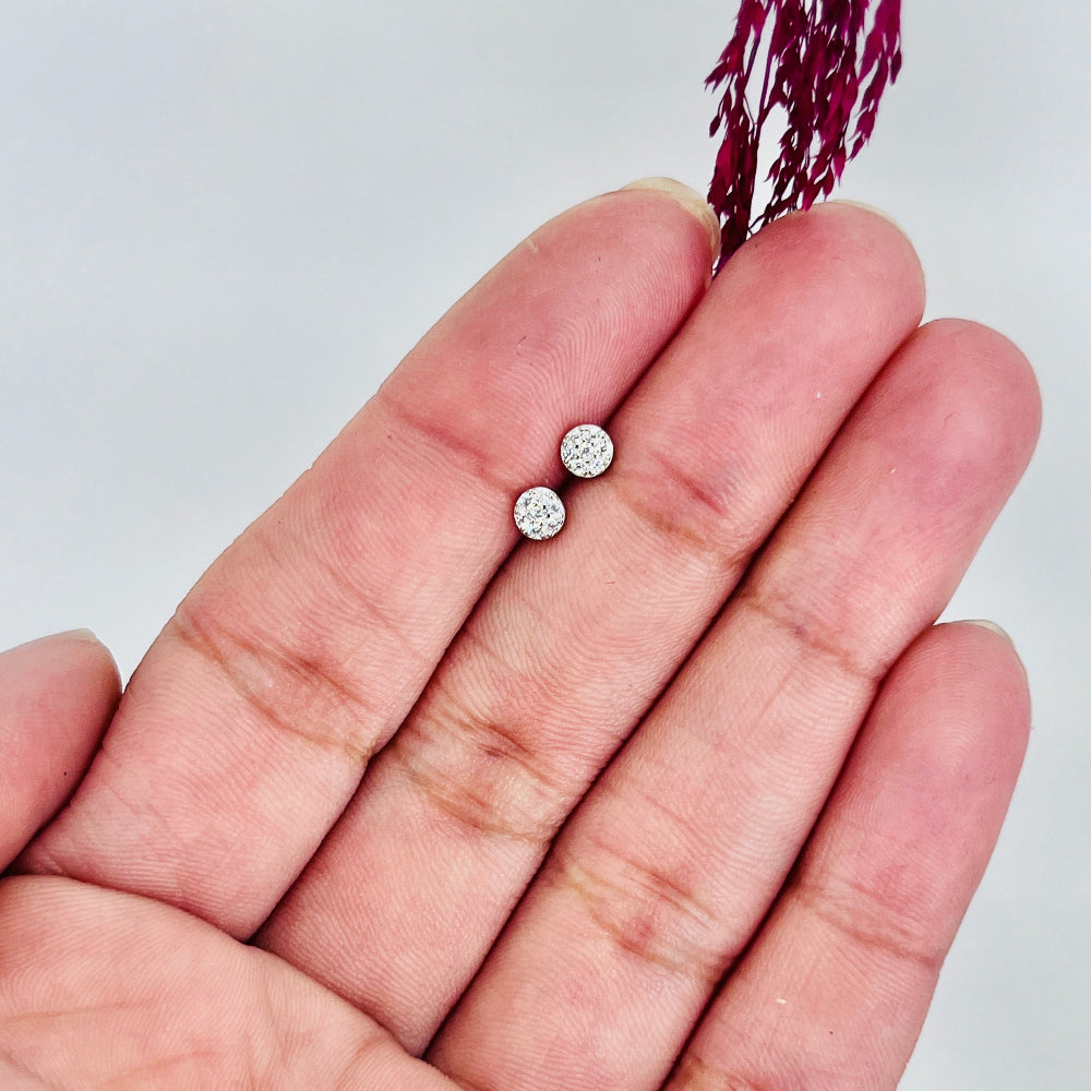 Aros de plata con tope redondos microcircon