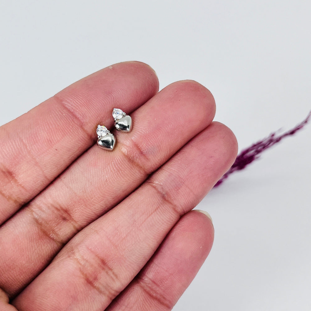 Aros tope plata corazón circones