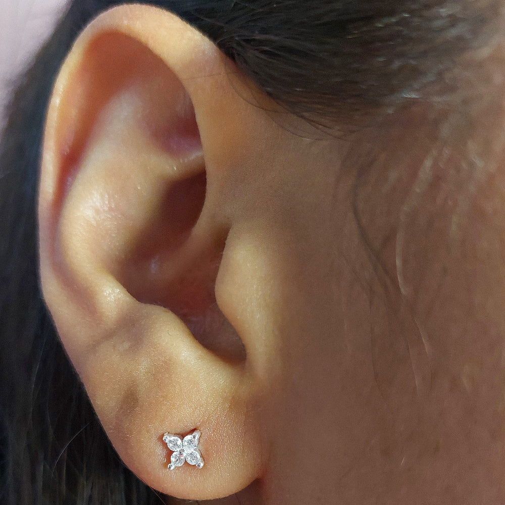 Aros tope plata circones flor