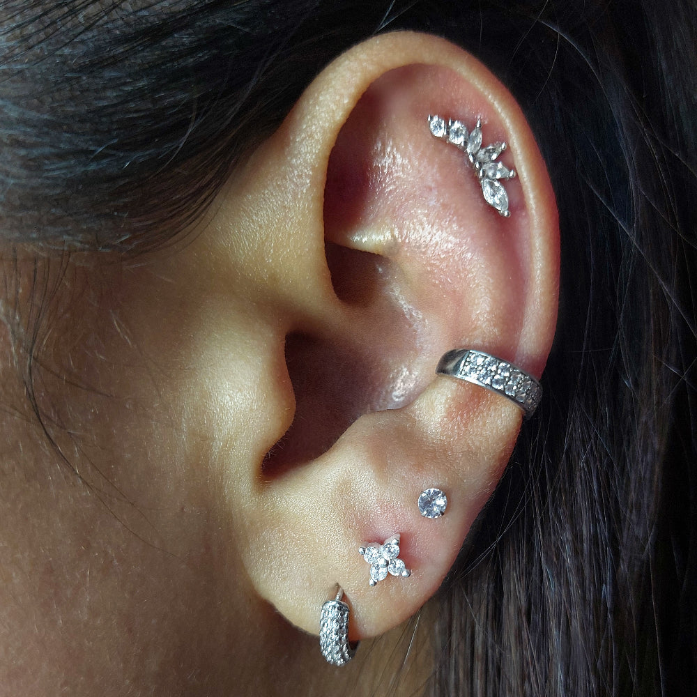 Aros tope plata circones flor