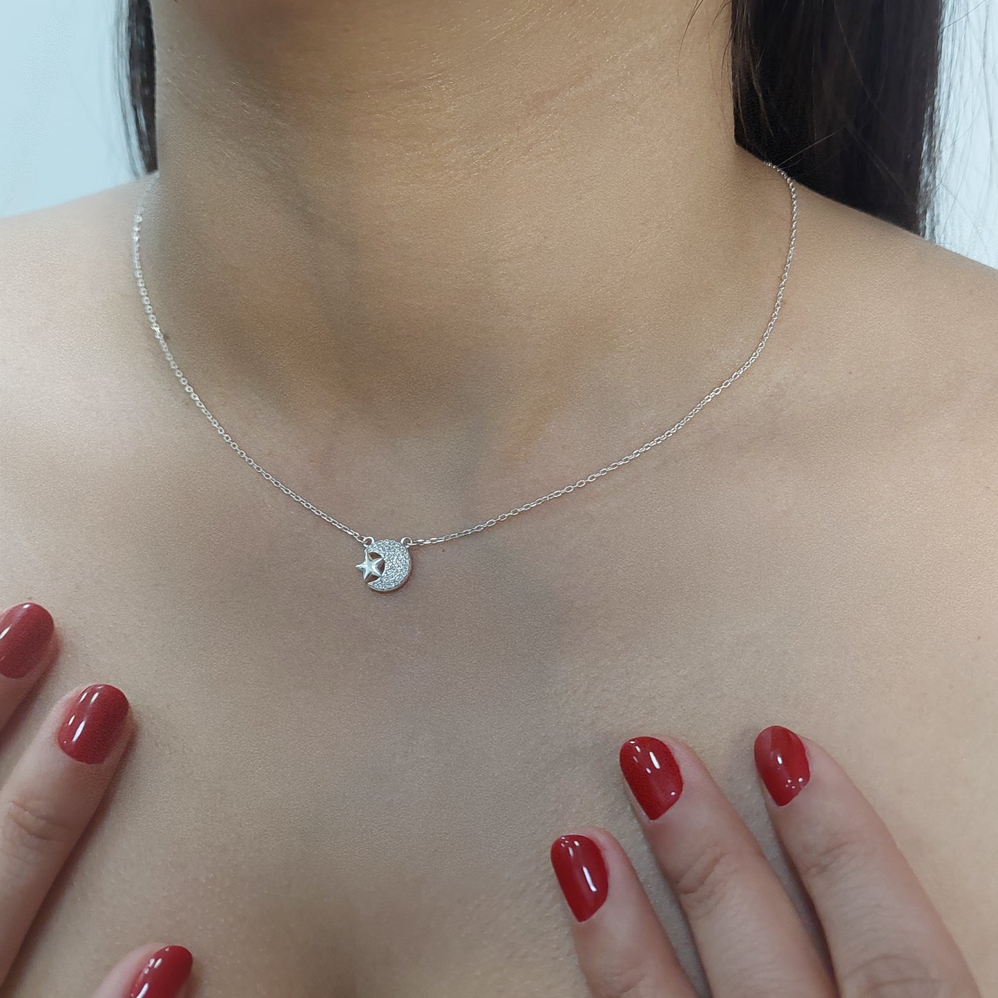 collar de plata luna