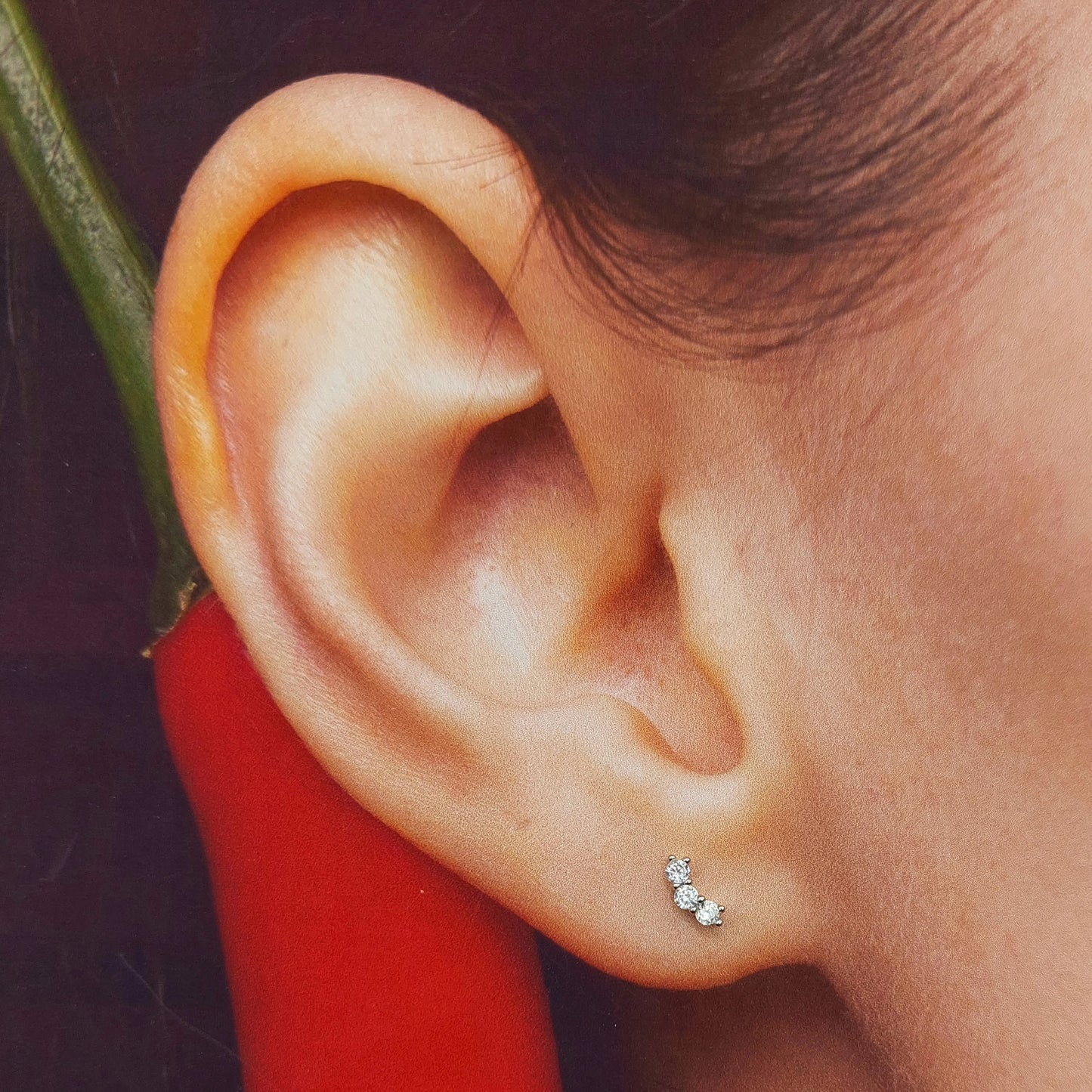Piercing de plata con tope plano