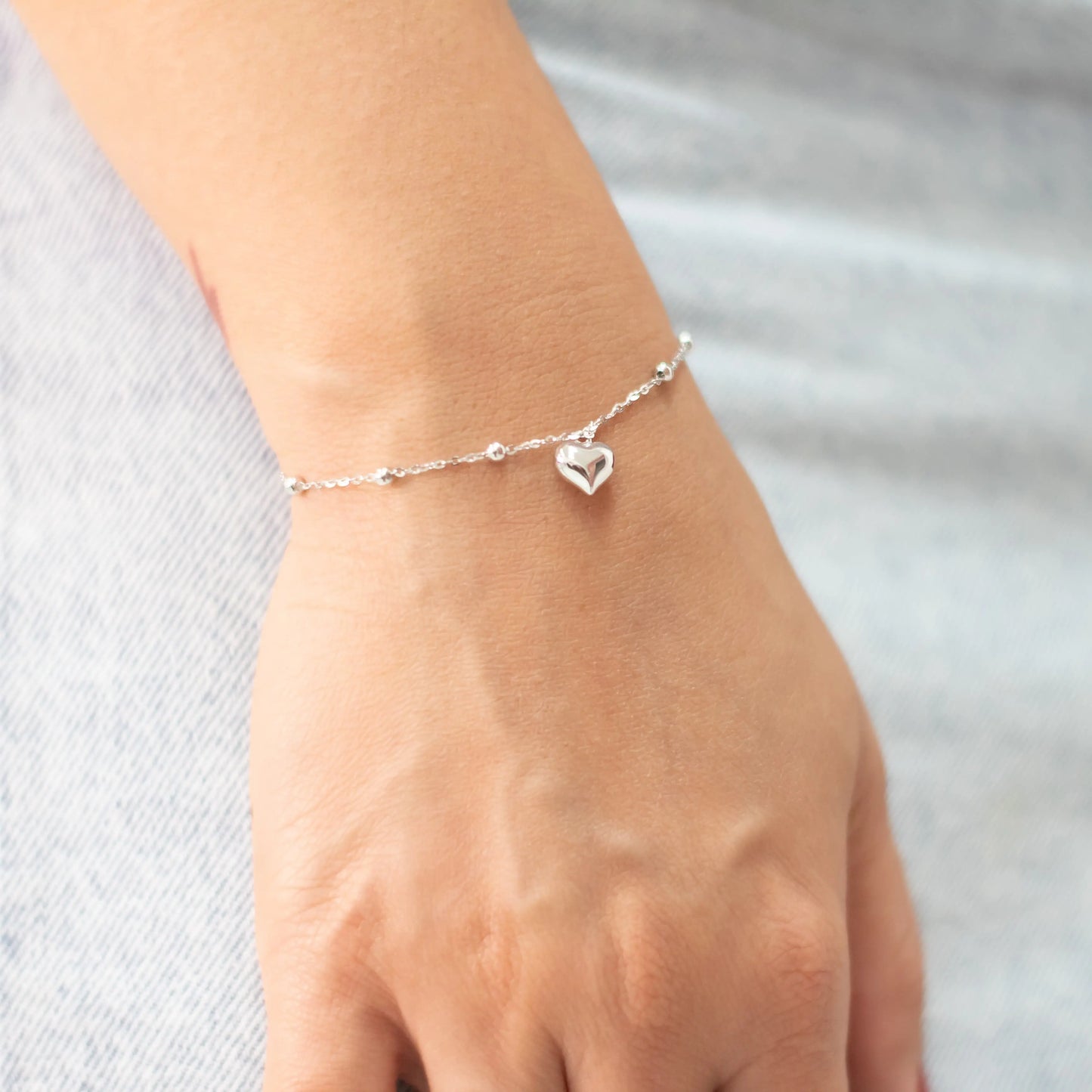 pulsera de plata mujer diseño corazon