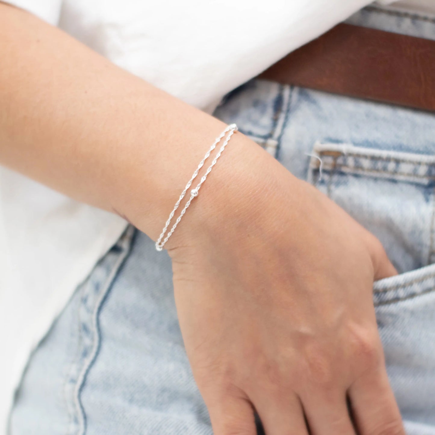 pulsera de plata mujer dobles