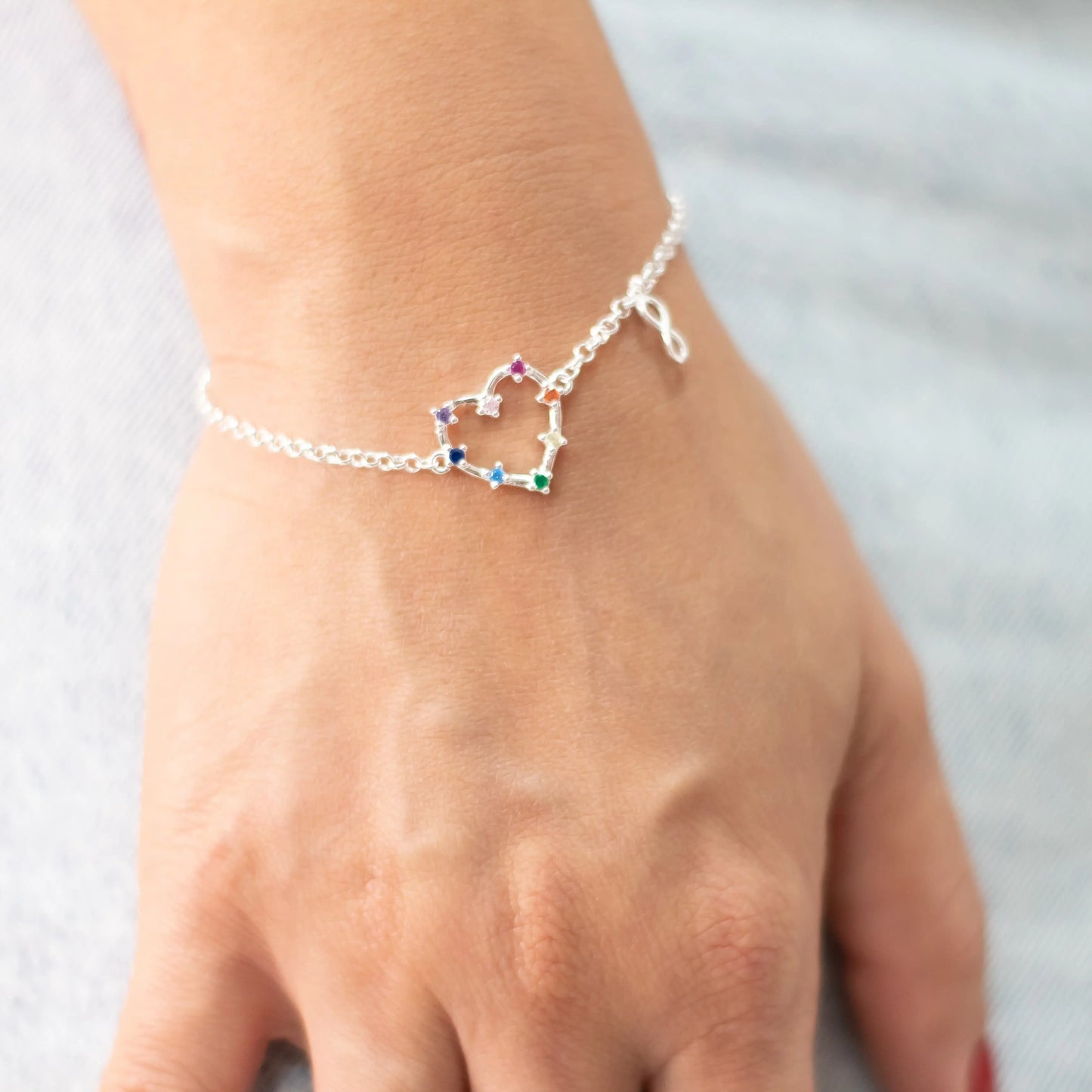 pulseras de plata mujer corazon de colores