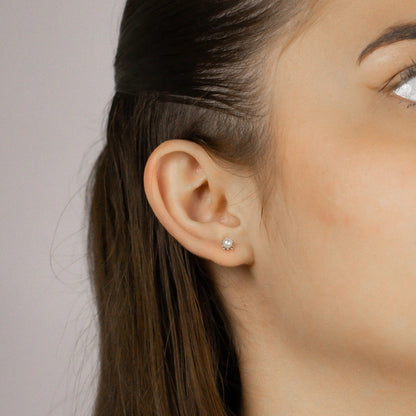 Aros con tope de plata