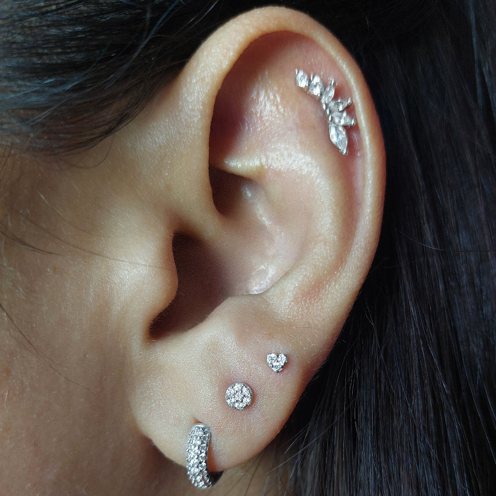 Aros de plata con tope redondos microcircon