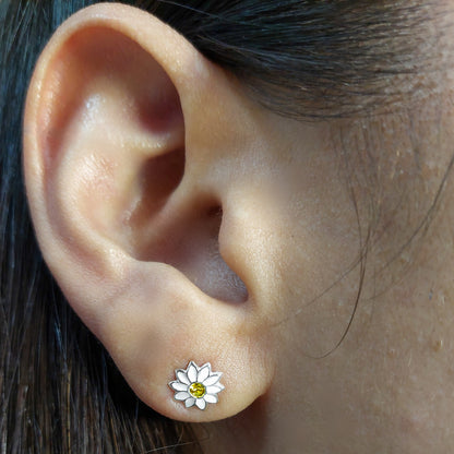 aros de plata diseño flor