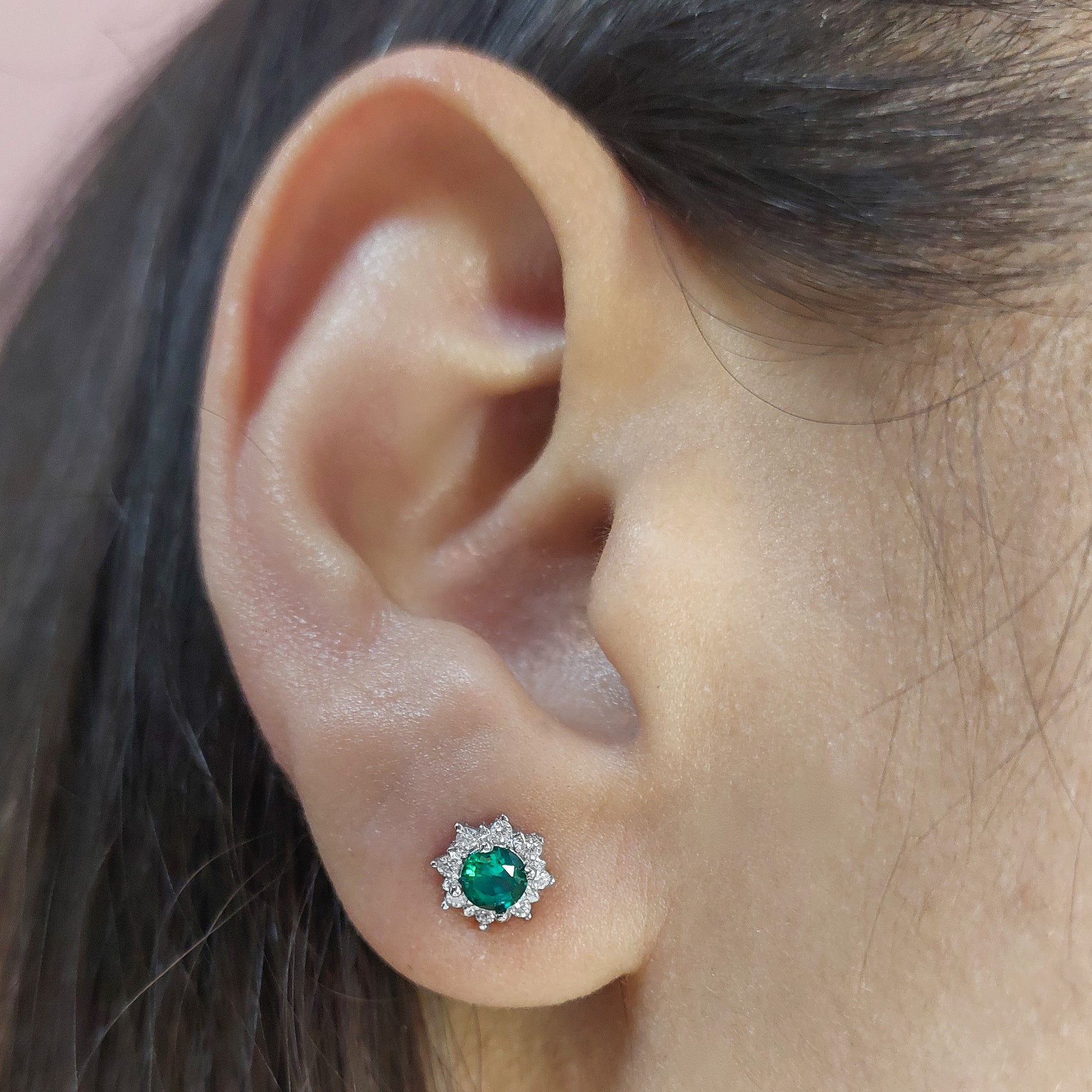aros de plata mujer rosalind verde
