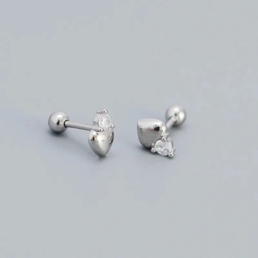 Aros tope plata corazón circones
