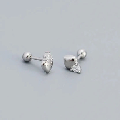 Aros tope plata corazón circones