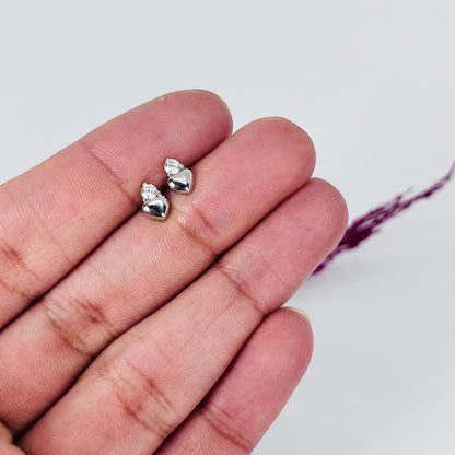 Aros tope plata corazón circones