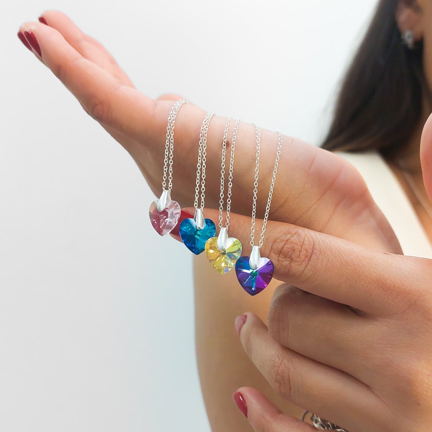 collar de plata cristal corazon