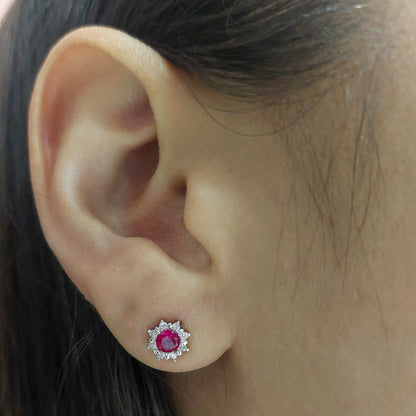 aros de plata mujer fucsia