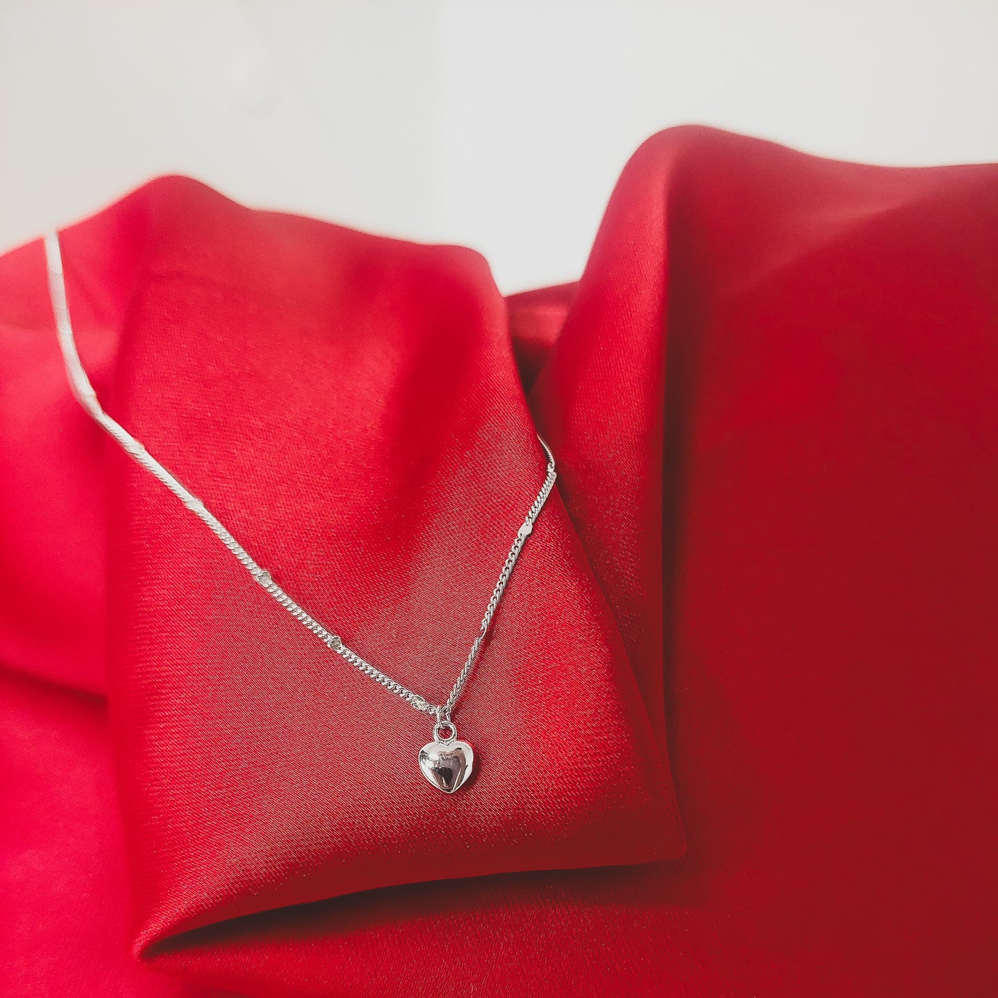 collar de plata corazon 